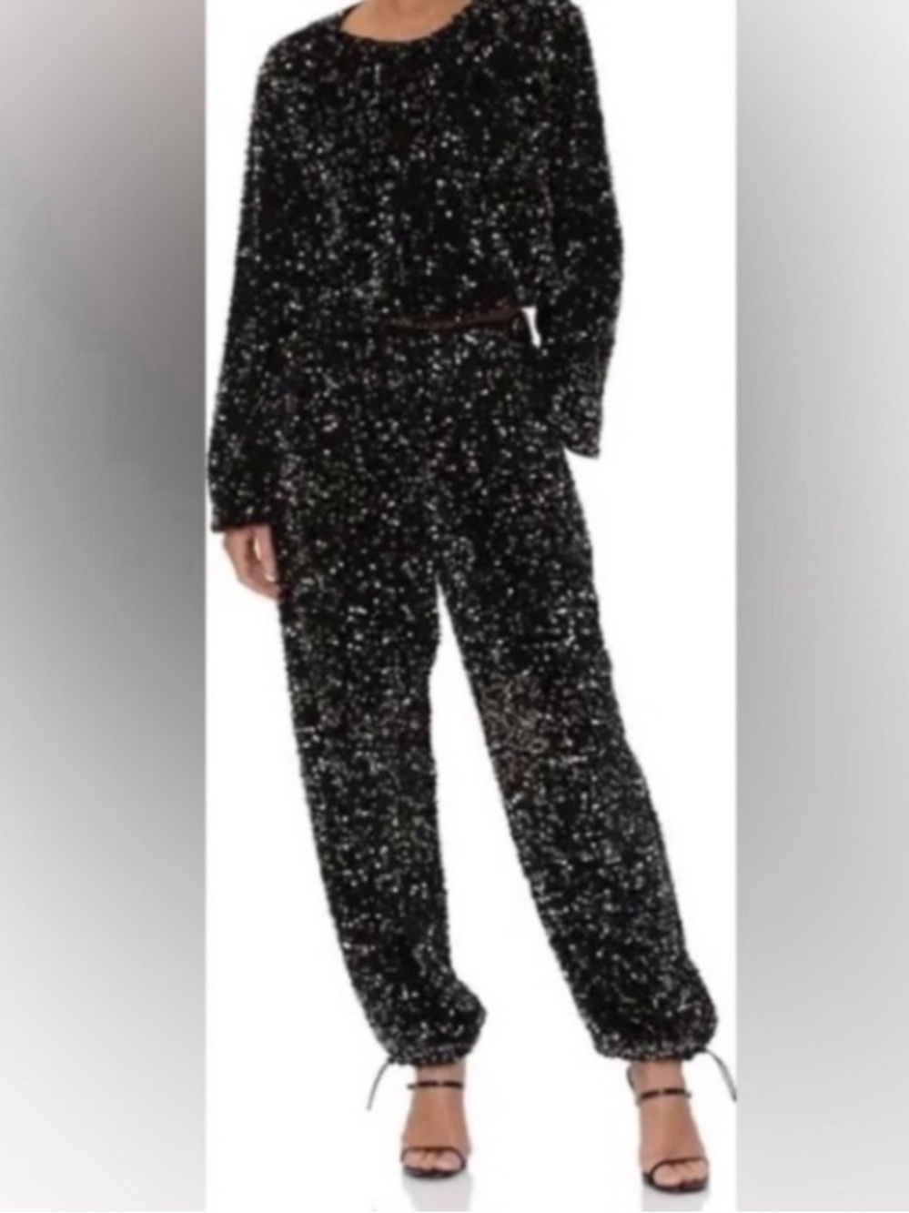 Avec Les Filles Black Sequin Matching Set Size Medium